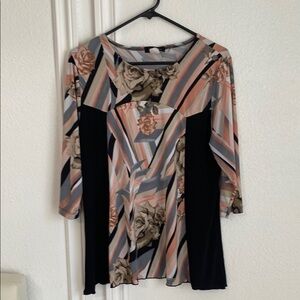 Striped and Floral Long Sleeve Top